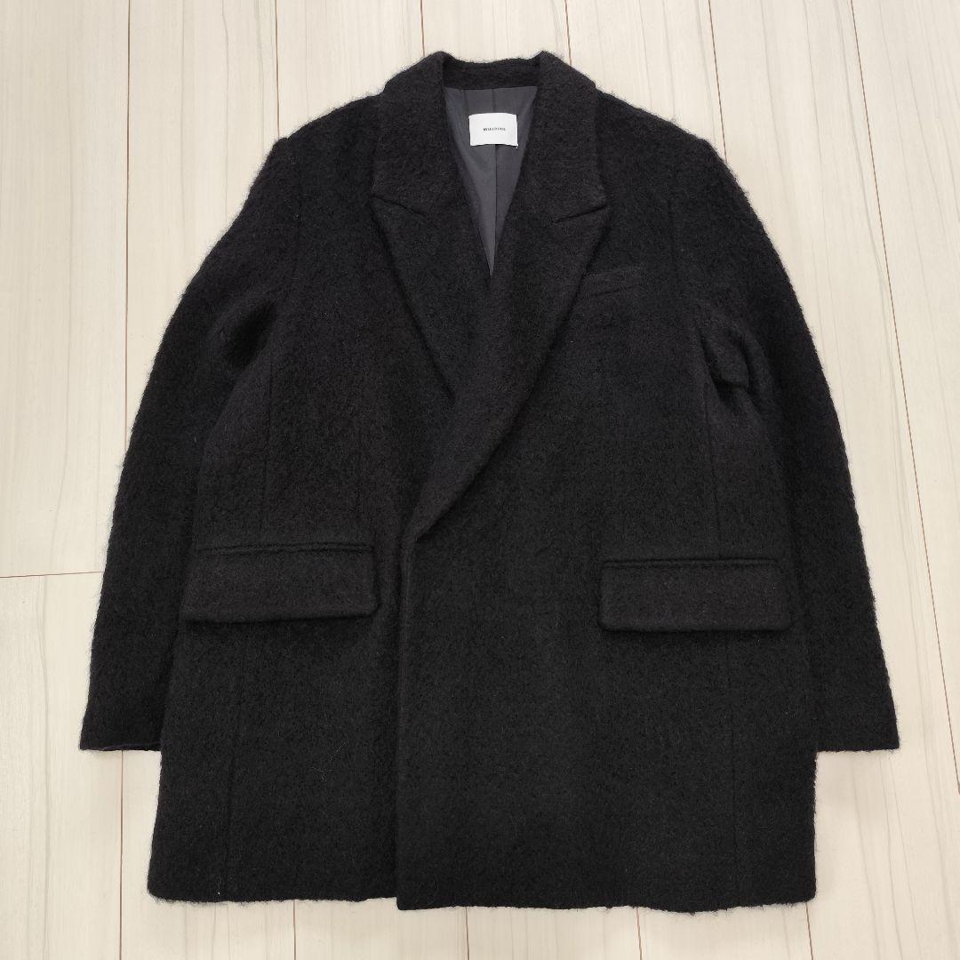 美品 MIESROHE シャギーダブルブレストジャケット ブラック サイズ1