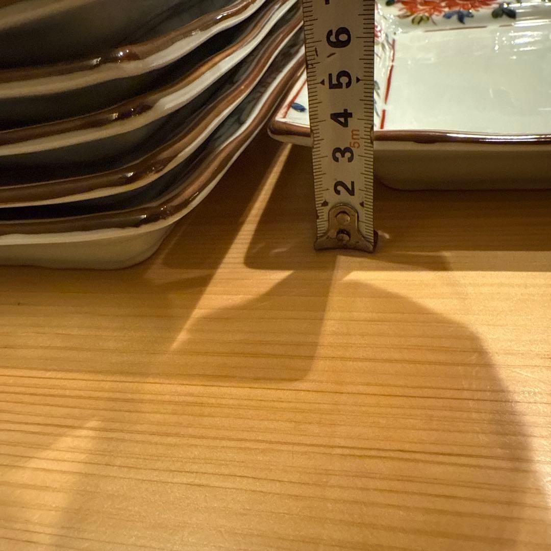 JA　花柄装飾の四角い皿セット　10枚　24センチ