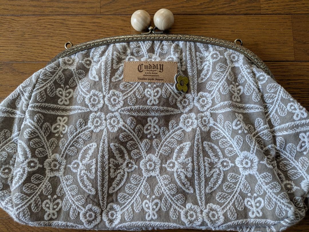 ●チャコ籠用ミナペルホネン風鳥花がま口あけび山葡萄かごバッグフェイクファー