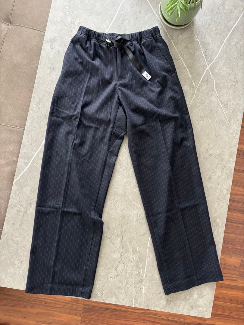 グラミチ　ネイビー ストライプ ワイドパンツ
