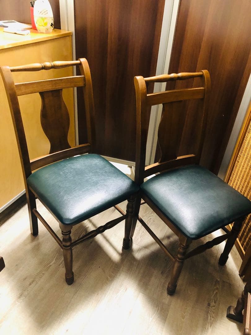アンティーク　木製ダイニングチェア 2脚セット