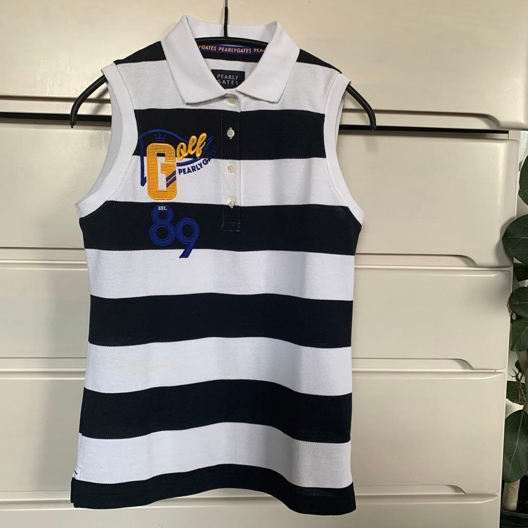 パーリーゲイツボーダーノースリーブポロシャツ