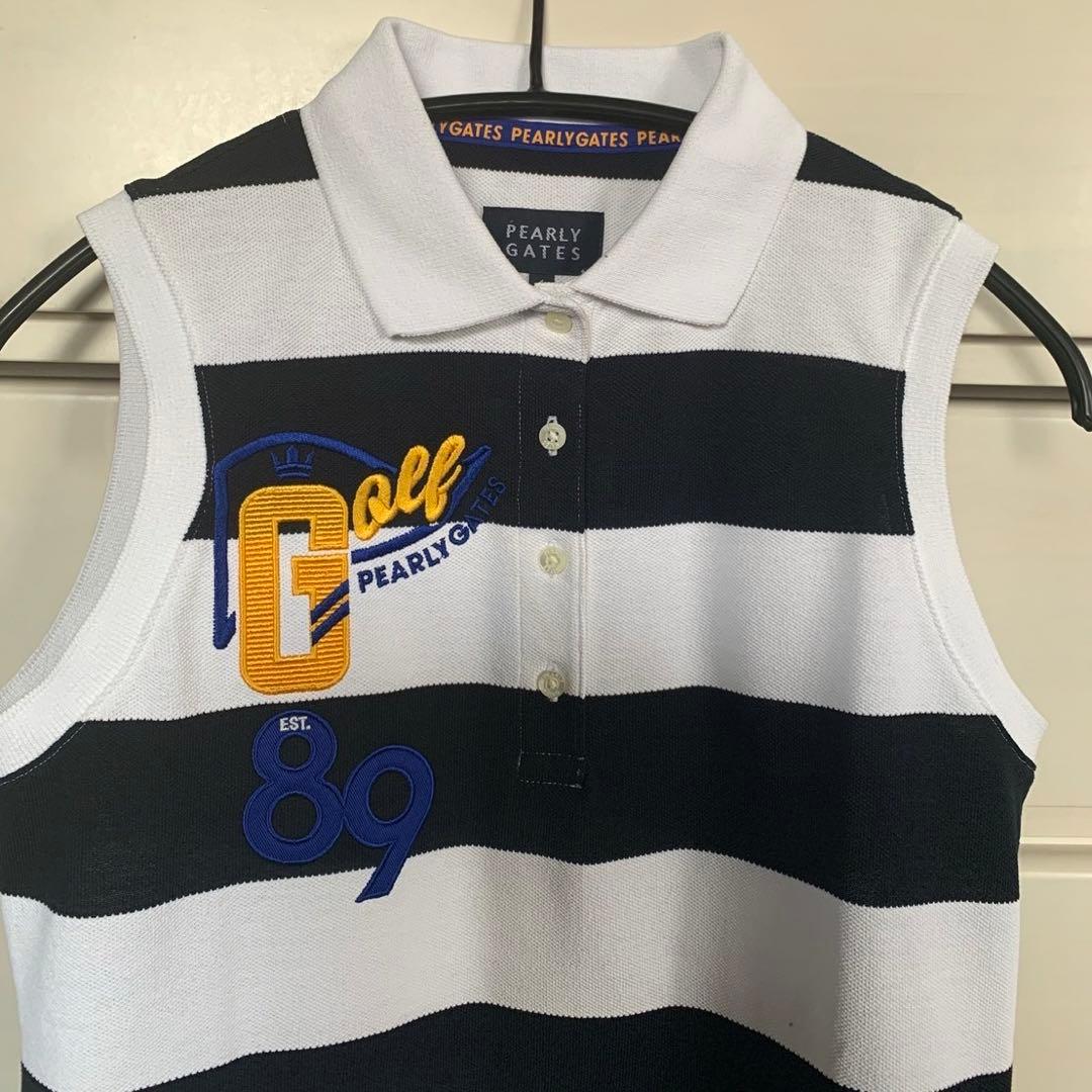 パーリーゲイツボーダーノースリーブポロシャツ