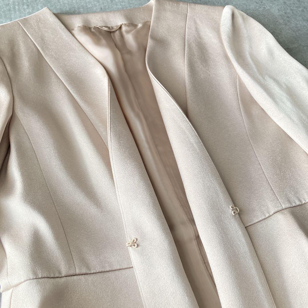 アナイ トリアセサテン ノーカラー ペプラム ジャケット サイズ38