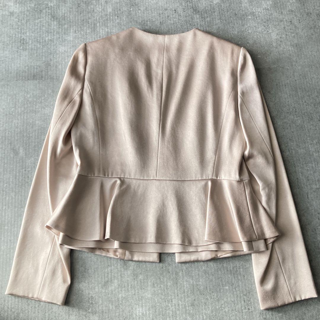 アナイ トリアセサテン ノーカラー ペプラム ジャケット サイズ38