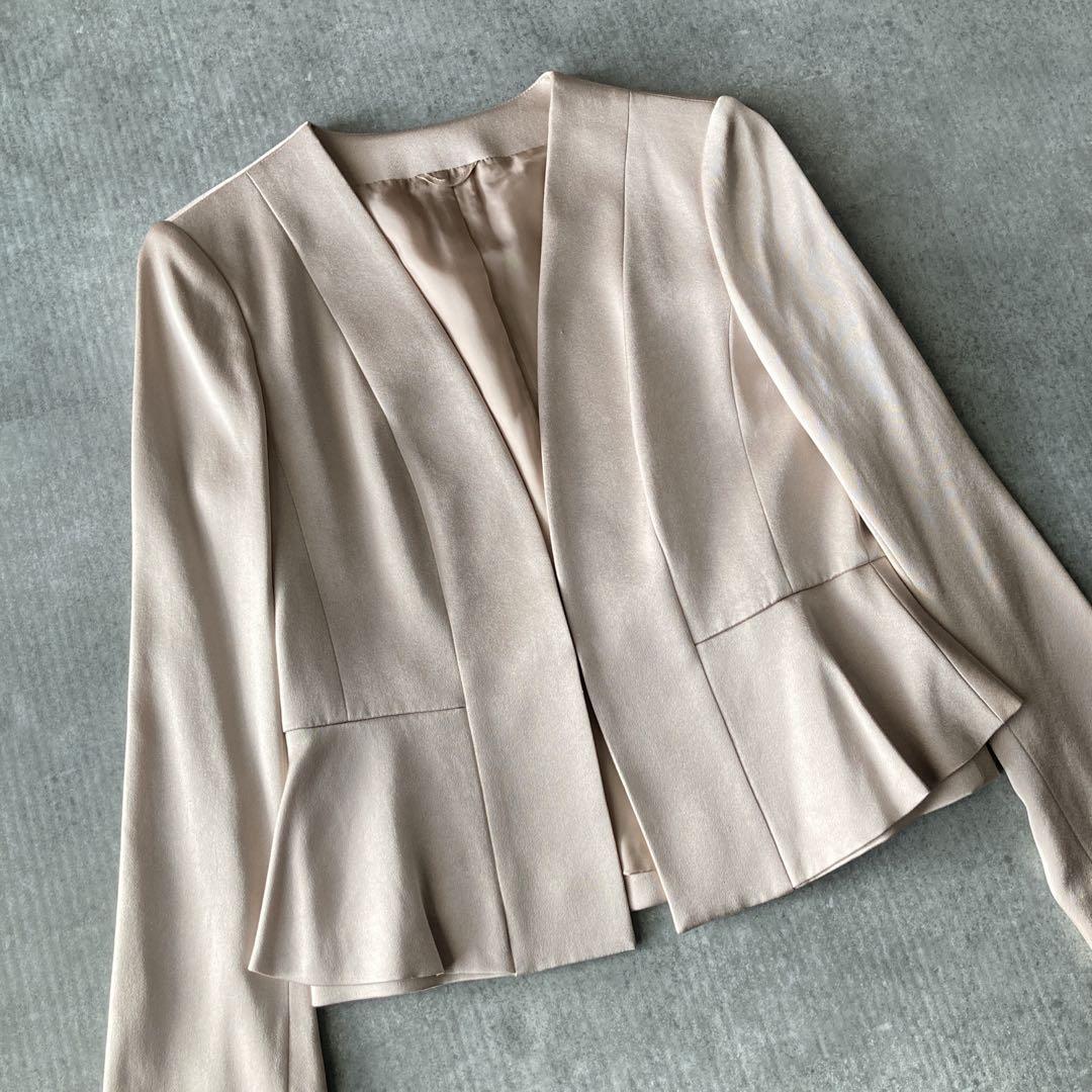 アナイ トリアセサテン ノーカラー ペプラム ジャケット サイズ38