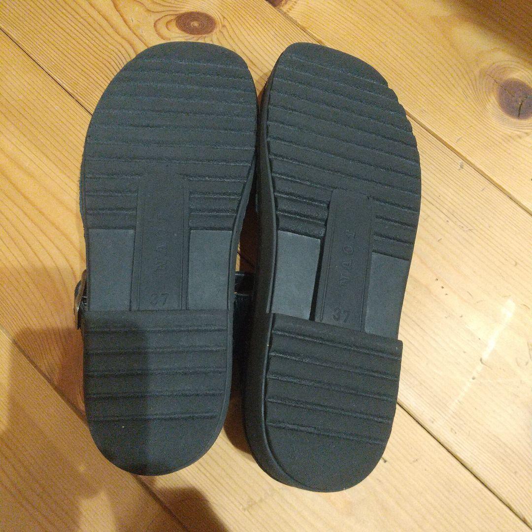 専用 黒 レザー フラットシューズ ナオト オルガ 37 オケージョン