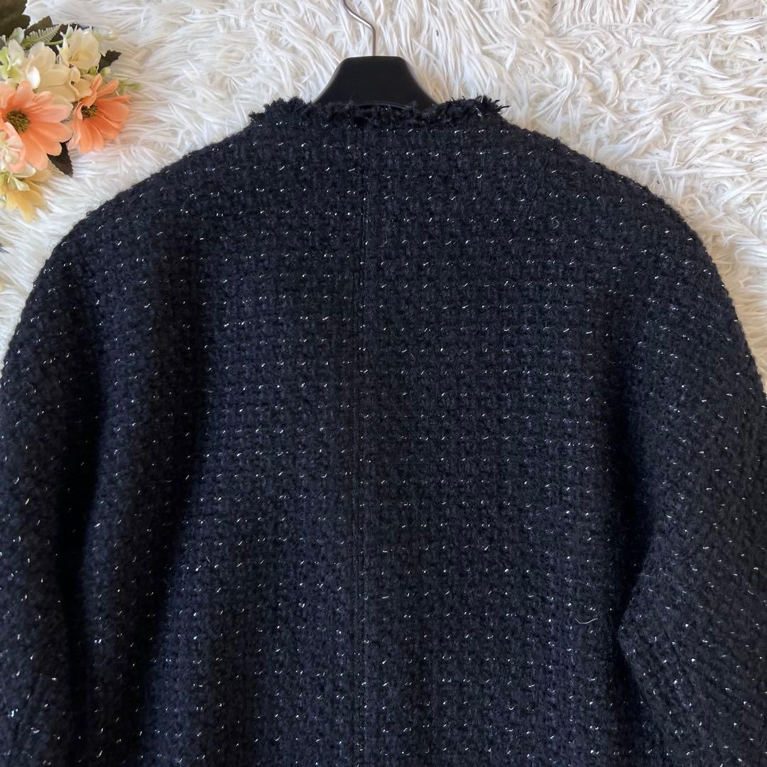 EINA イエナ ＆NAVY ノーカラー ツイード ジャケット