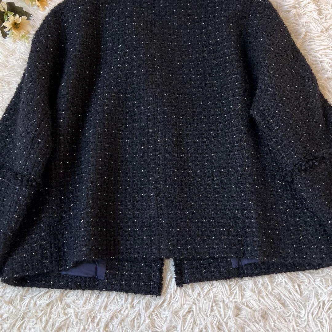 EINA イエナ ＆NAVY ノーカラー ツイード ジャケット