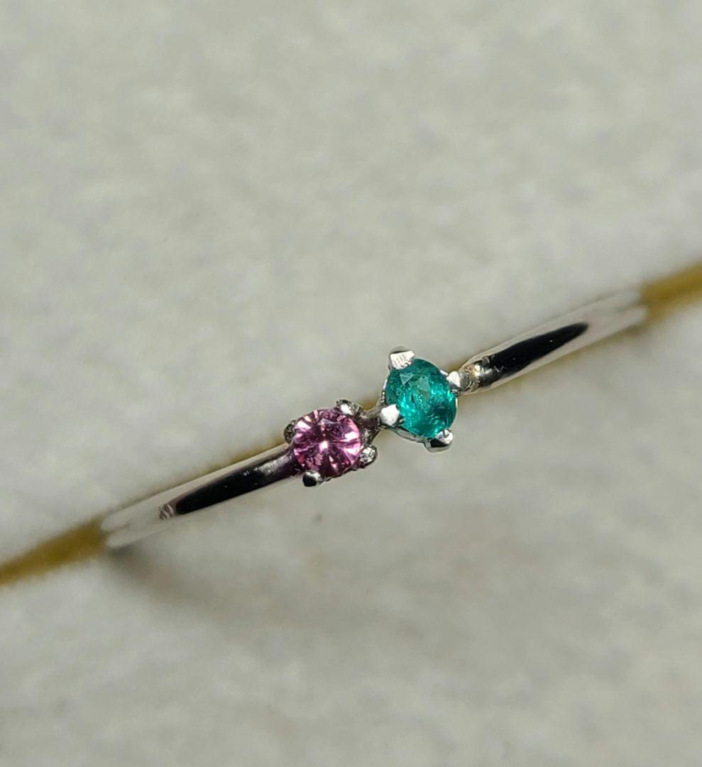 ★バターリャパライバトルマリン&パパラチアサファイアリングPt900★