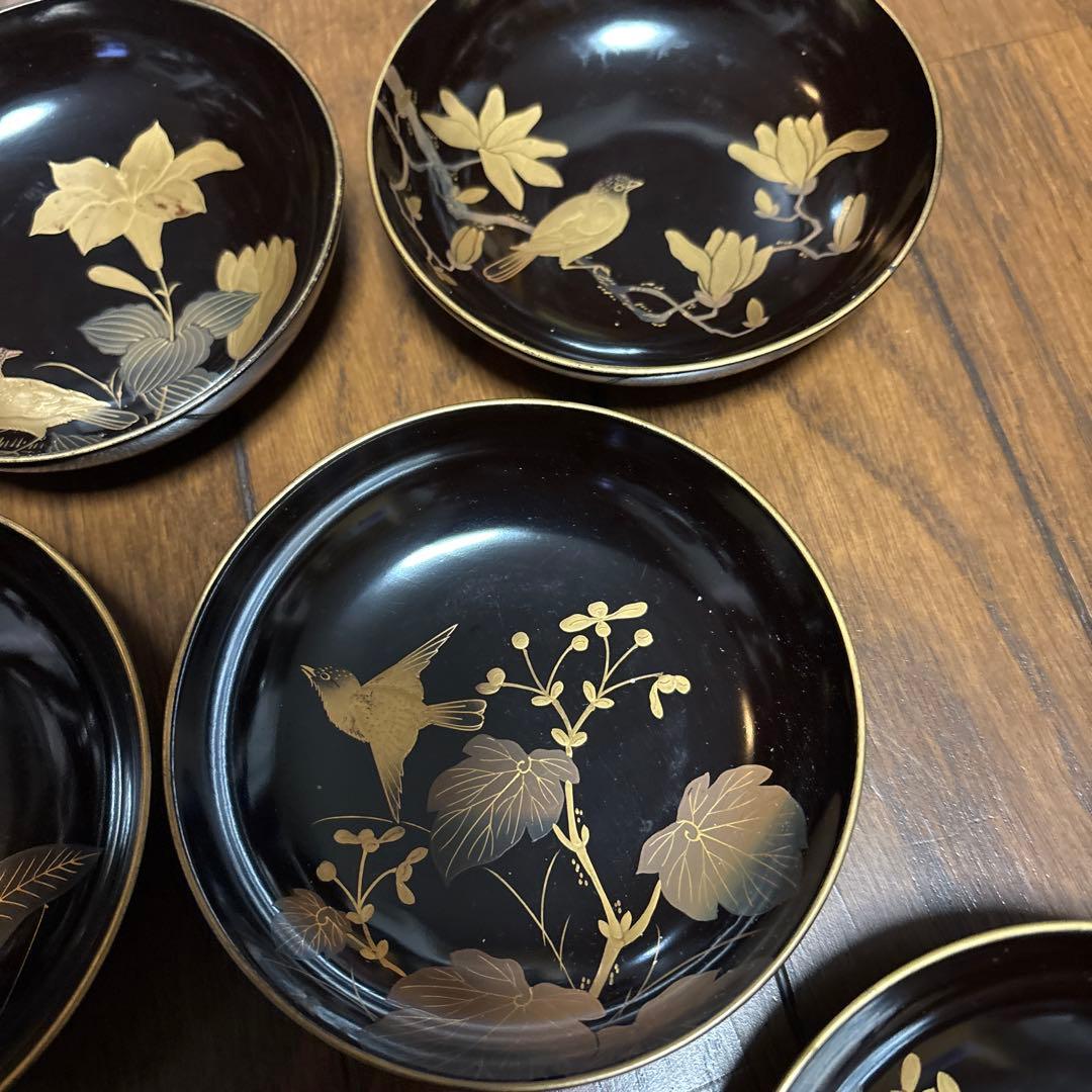 特別出品　アンティーク蒔絵が素敵な菓子皿10枚　鳥と花　風情あり　茶道具