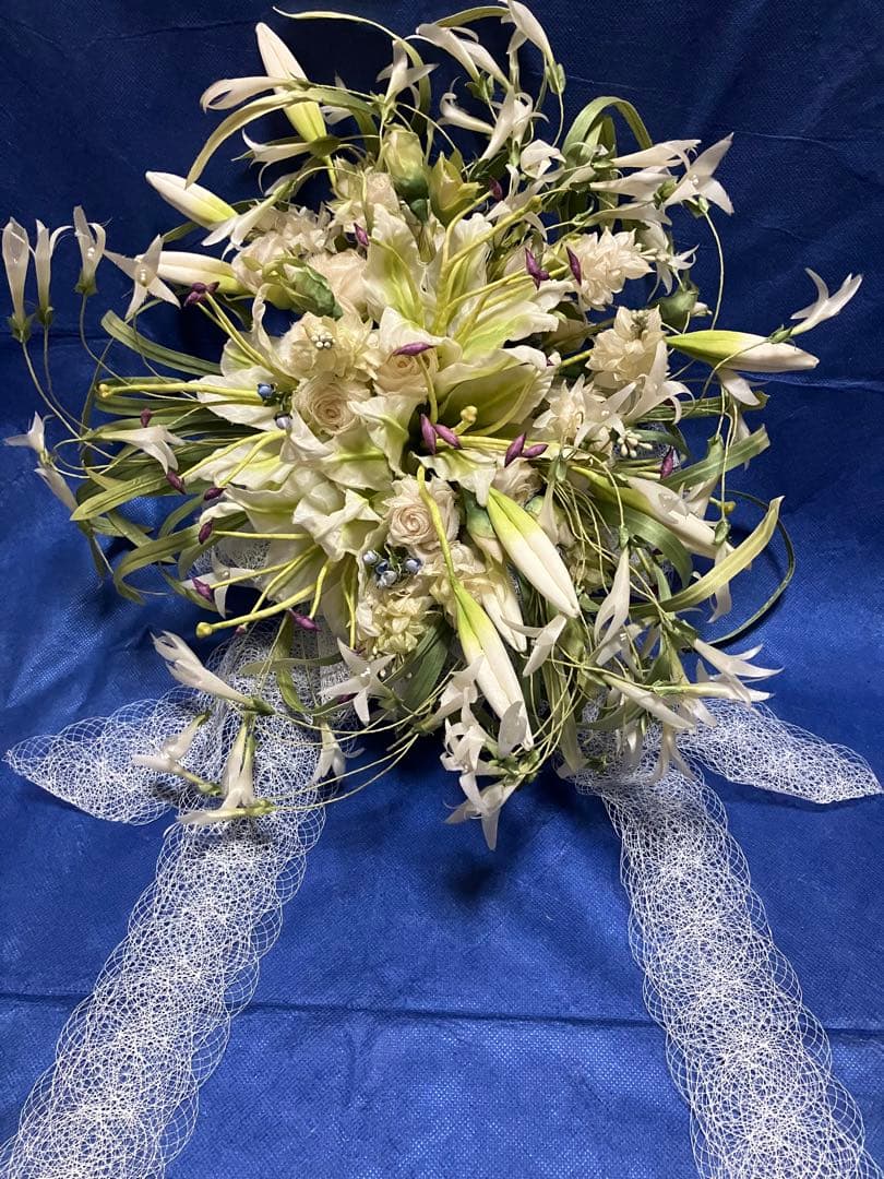 布花　染め花　アートフラワー　アンティーク風 特大ブーケ　１点