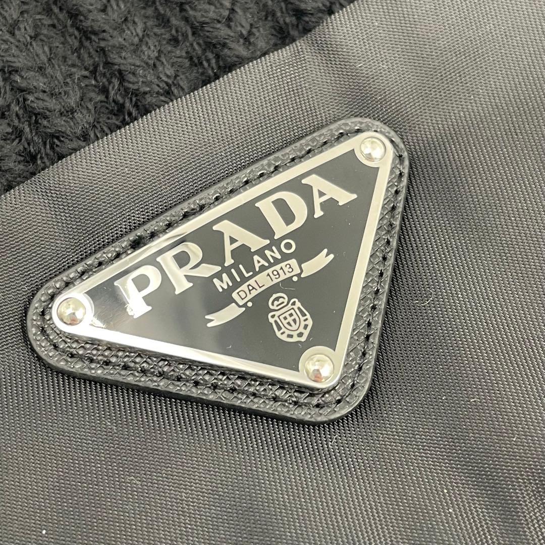 【✨新品タグ付】 プラダ ニット帽 ギャバジン×ウール 三角ロゴ ICタグ 黒