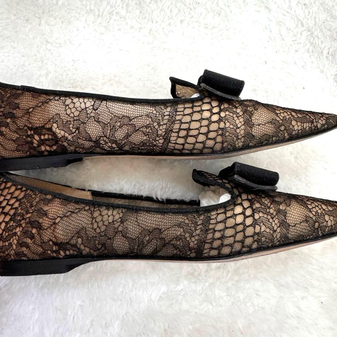 JIMMY CHOO GALA フラットシューズ リボン レース　ジミーチュウ