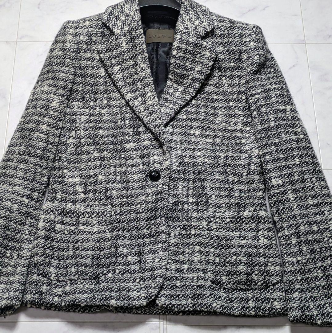 【美品】ロエベ ツイード テーラードジャケット アナグラム 40