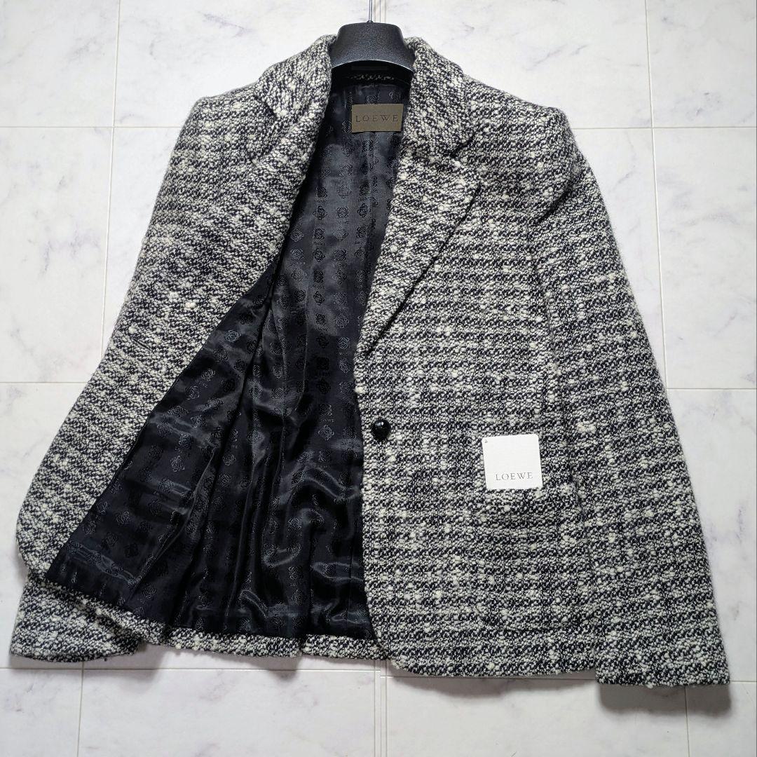 【美品】ロエベ ツイード テーラードジャケット アナグラム 40