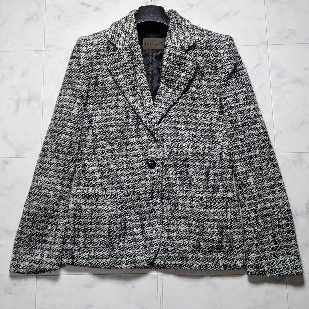 【美品】ロエベ ツイード テーラードジャケット アナグラム 40
