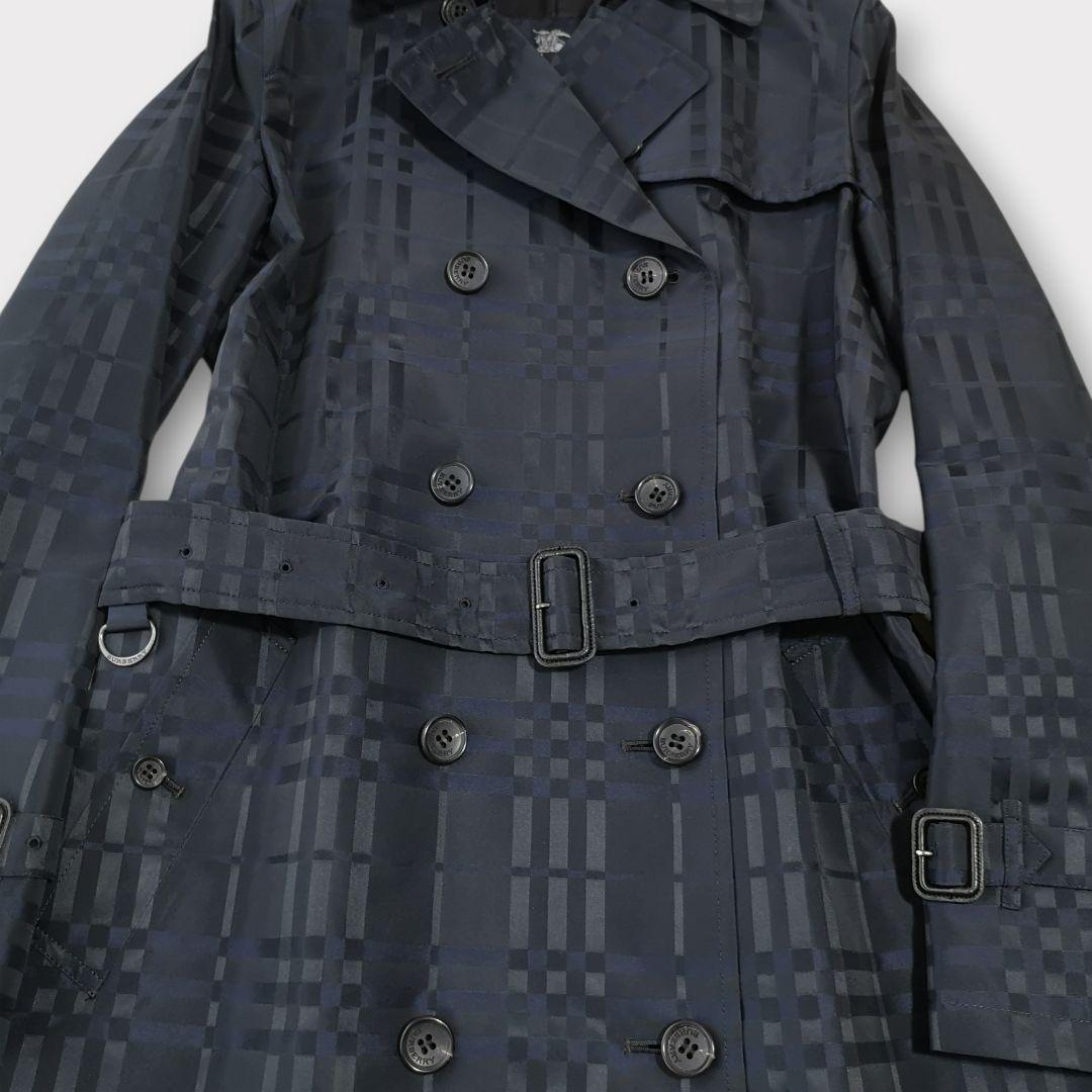 美品 BURBERRY LONDON シルク混 シャドーチェック トレンチコート