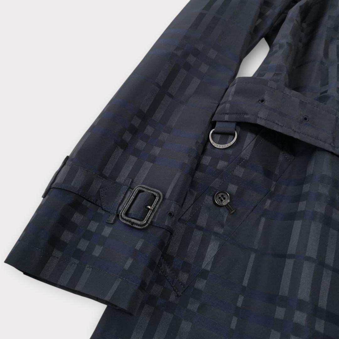 美品 BURBERRY LONDON シルク混 シャドーチェック トレンチコート