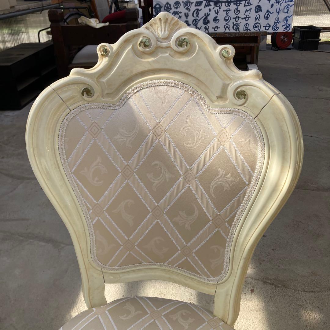 ほ*着様 白家具 猫脚 ダイニングチェア 布張り アンティーク調 A