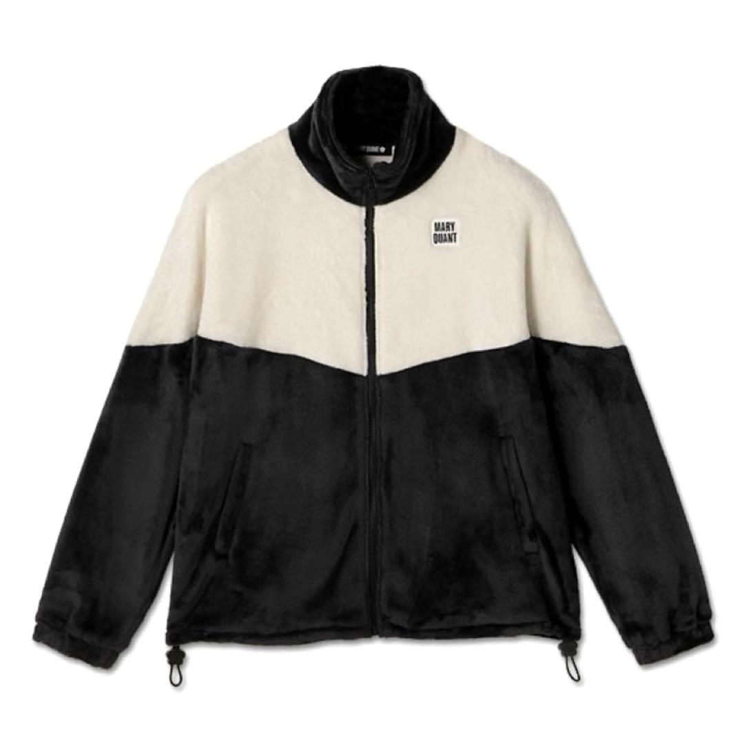 新品タグ付き！マリークワント　バイカラーフリースビッグブルゾン　ブラック