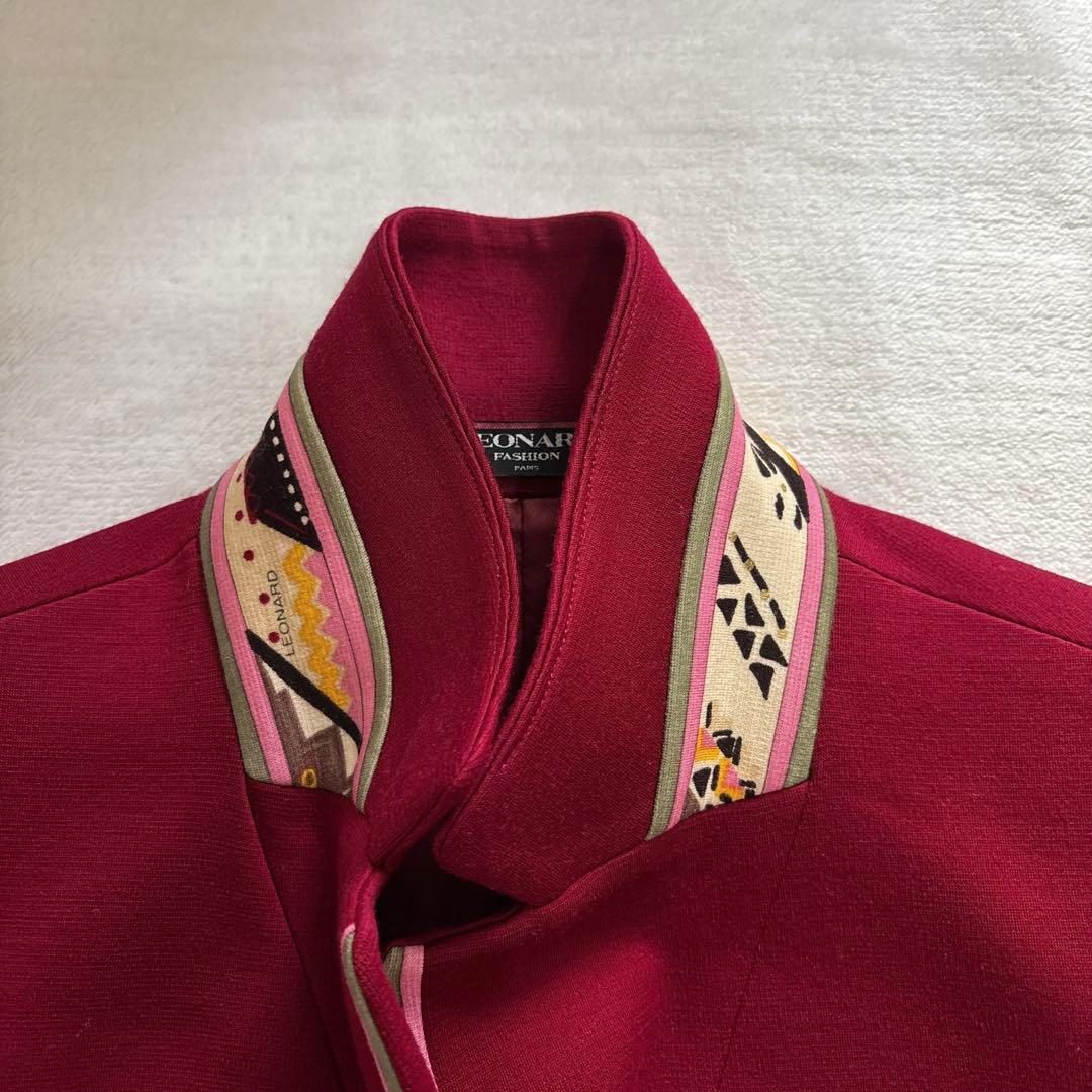 LEONARD テーラードジャケット　ウール　赤　11AR