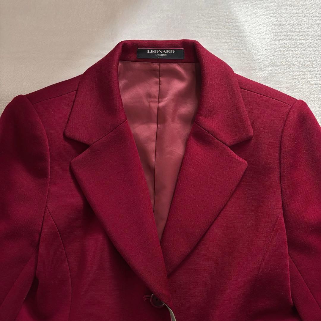 LEONARD テーラードジャケット　ウール　赤　11AR