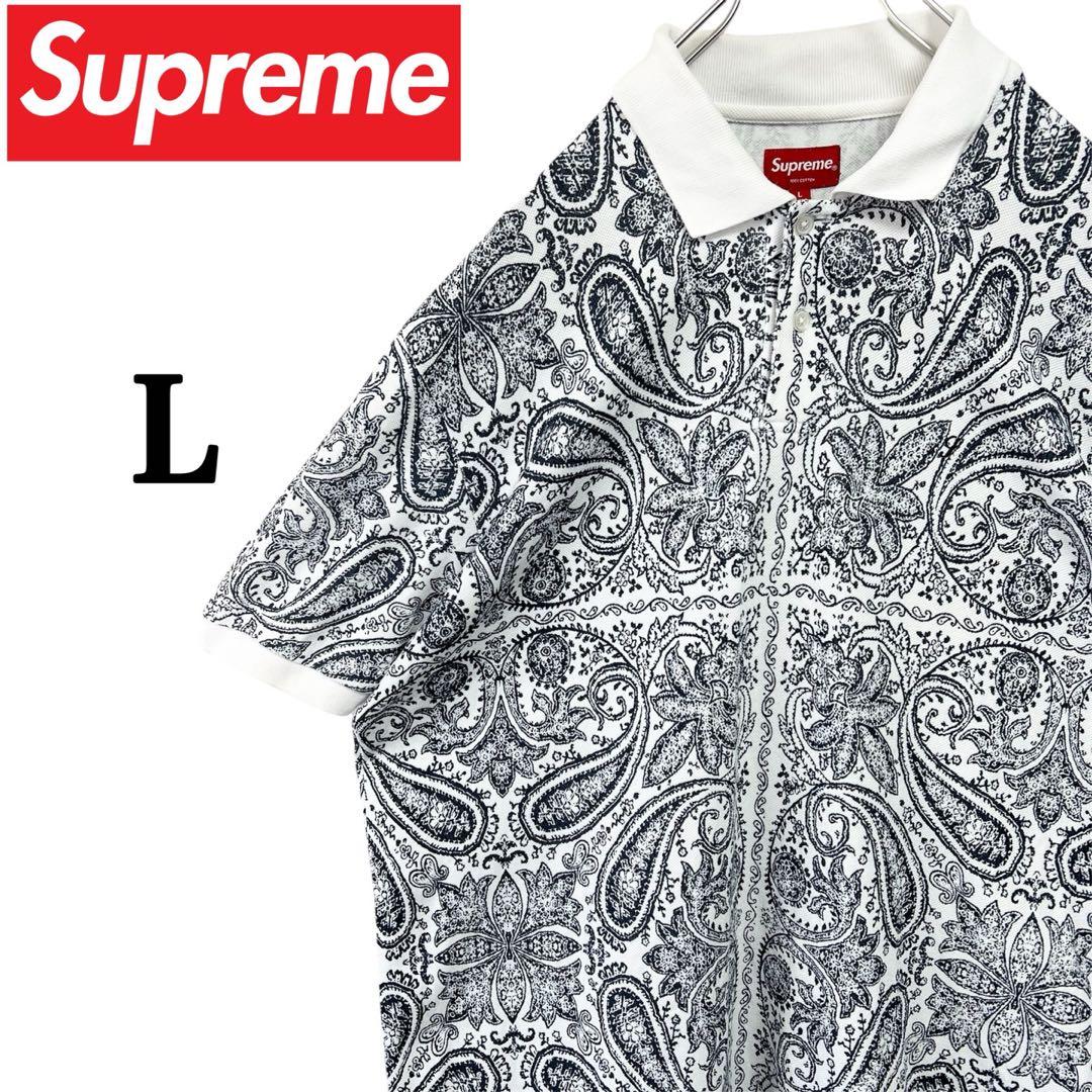 【希少 入手困難】Supreme✨️ポロシャツ　半袖　ペイズリー　総柄　美品　Ｌ