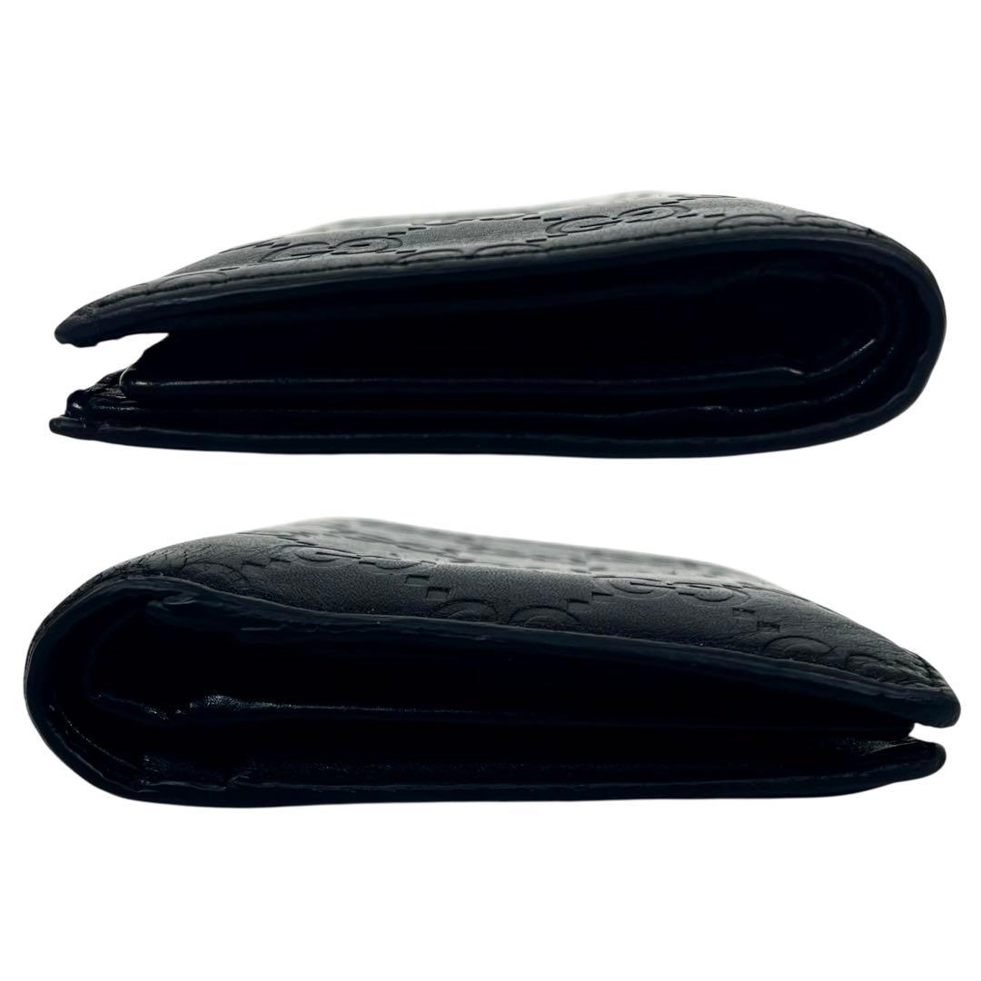 グッチ　収納多数！　折り財布　カード入れ　シマレザー　GG総柄　レザー　ブラック