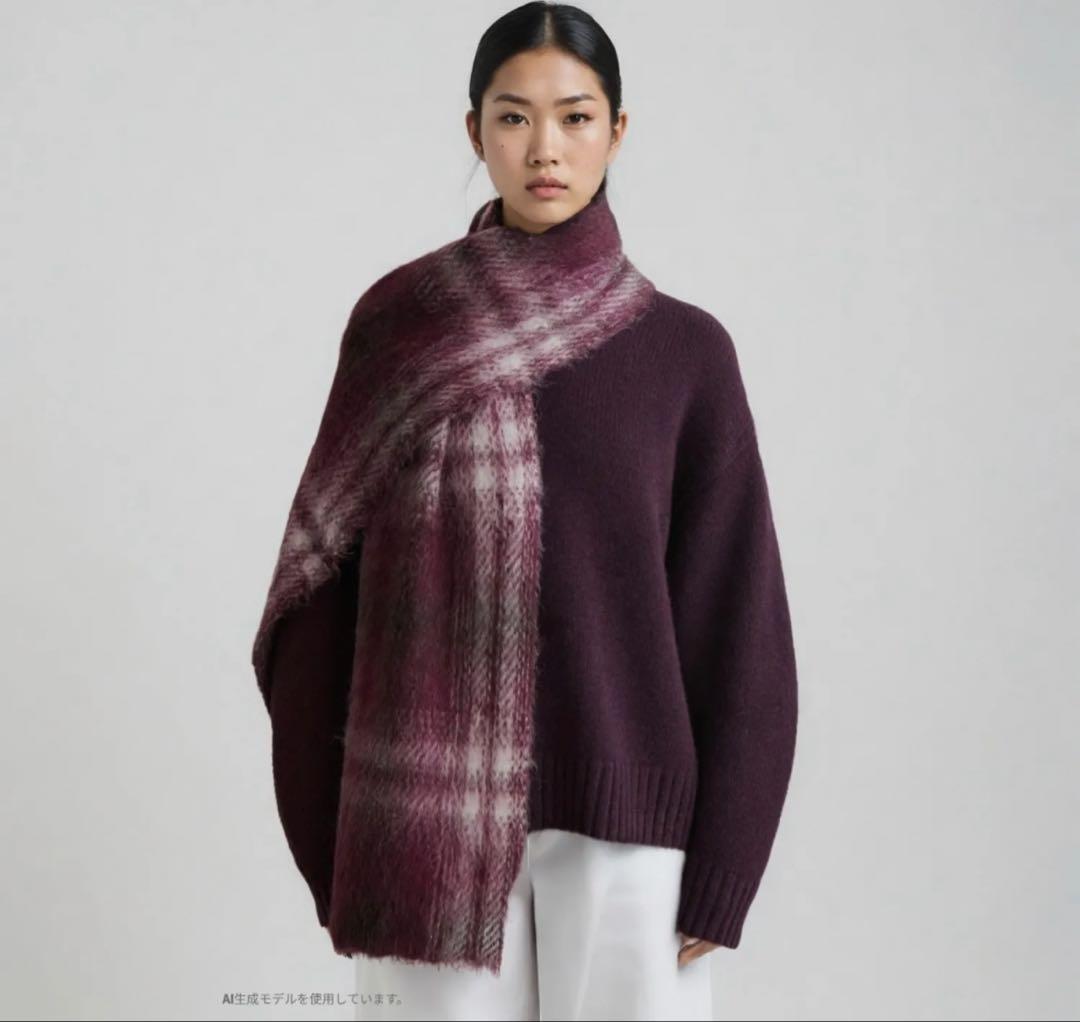 COS アルパカブレンドチェックウールスカーフ