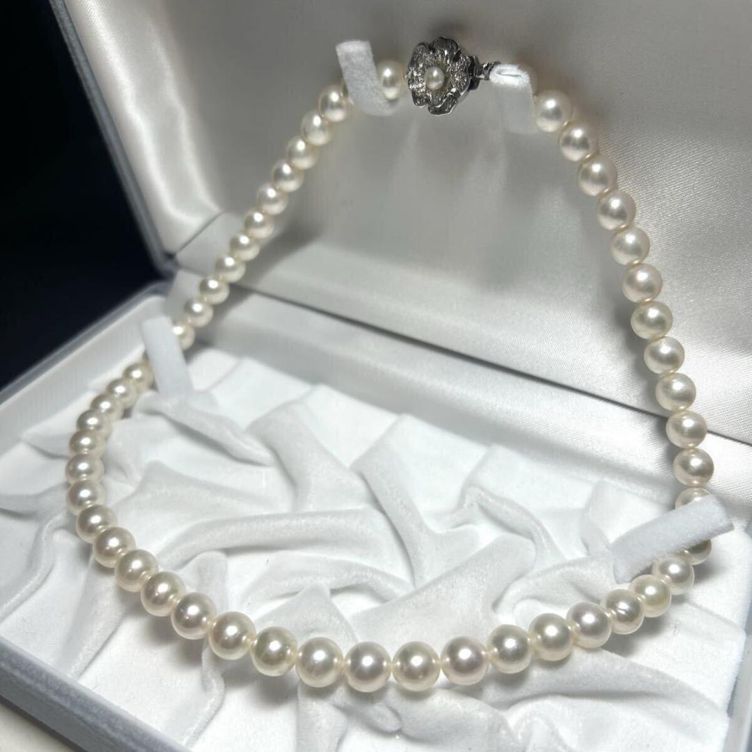 あこや 約7.5-8.0mm パールネックレス 真珠 テリ抜群 ラウンド SV