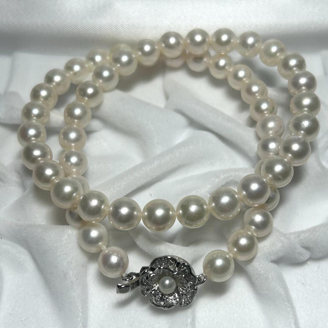 あこや 約7.5-8.0mm パールネックレス 真珠 テリ抜群 ラウンド SV