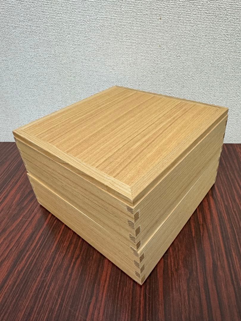 松屋漆器店　白木塗タモ６寸二段重箱(ナチュラル)