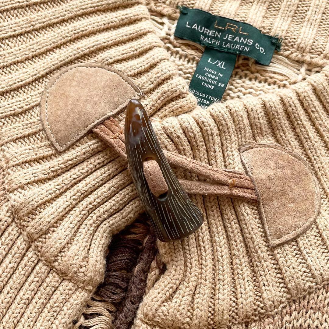 美品 XLサイズ ラルフローレン ネイティブ柄 ポンチョ ケープ 羽織り ニット