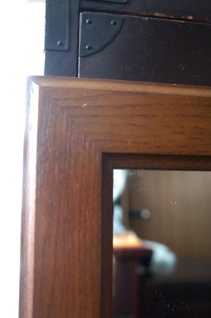 直接引き取り歓迎・美容室・美容室ミラー・鏡・木製・ナチュラル・アンティーク