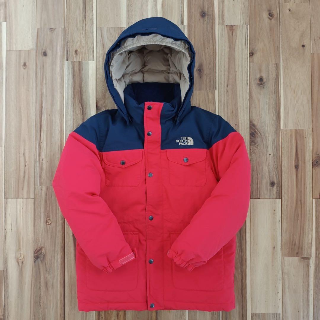 ノースフェイス　マウンテンダウンジャケット　キッズ130 　レッド✕ネイビー