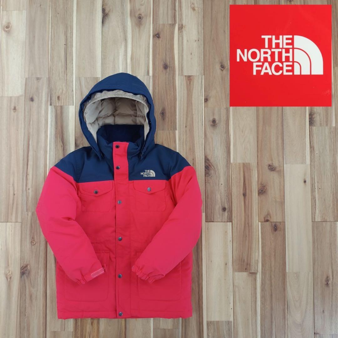 ノースフェイス　マウンテンダウンジャケット　キッズ130 　レッド✕ネイビー