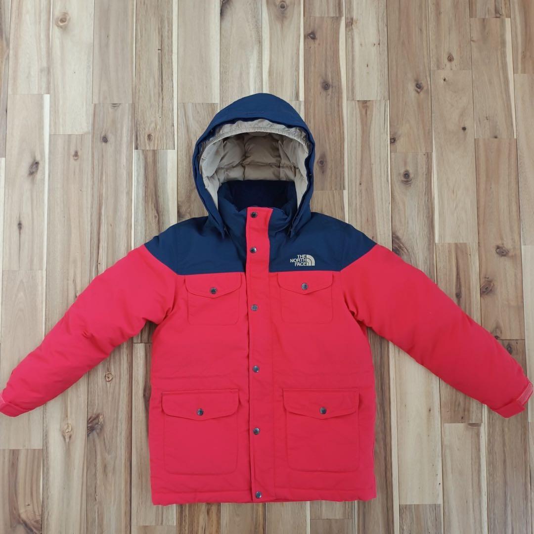 ノースフェイス　マウンテンダウンジャケット　キッズ130 　レッド✕ネイビー