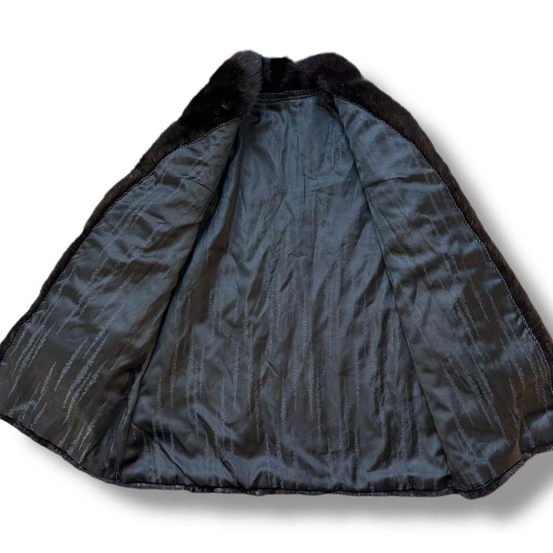 3XL ブラックミンク リアルファーコート 本毛皮 ロング レディース