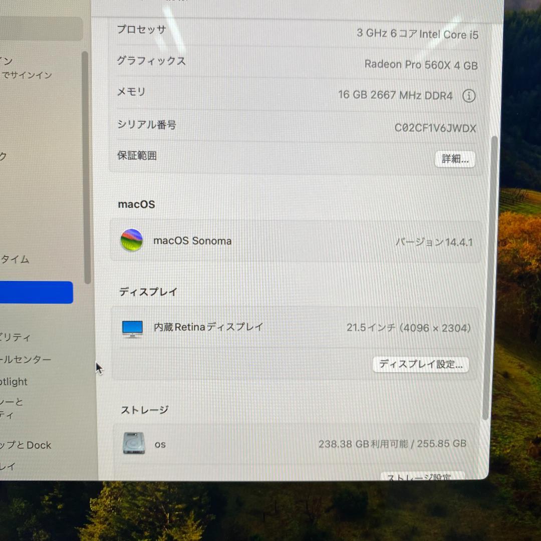 iMac 21.5インチ4K 2019 A2116 i5 16GB 256GB