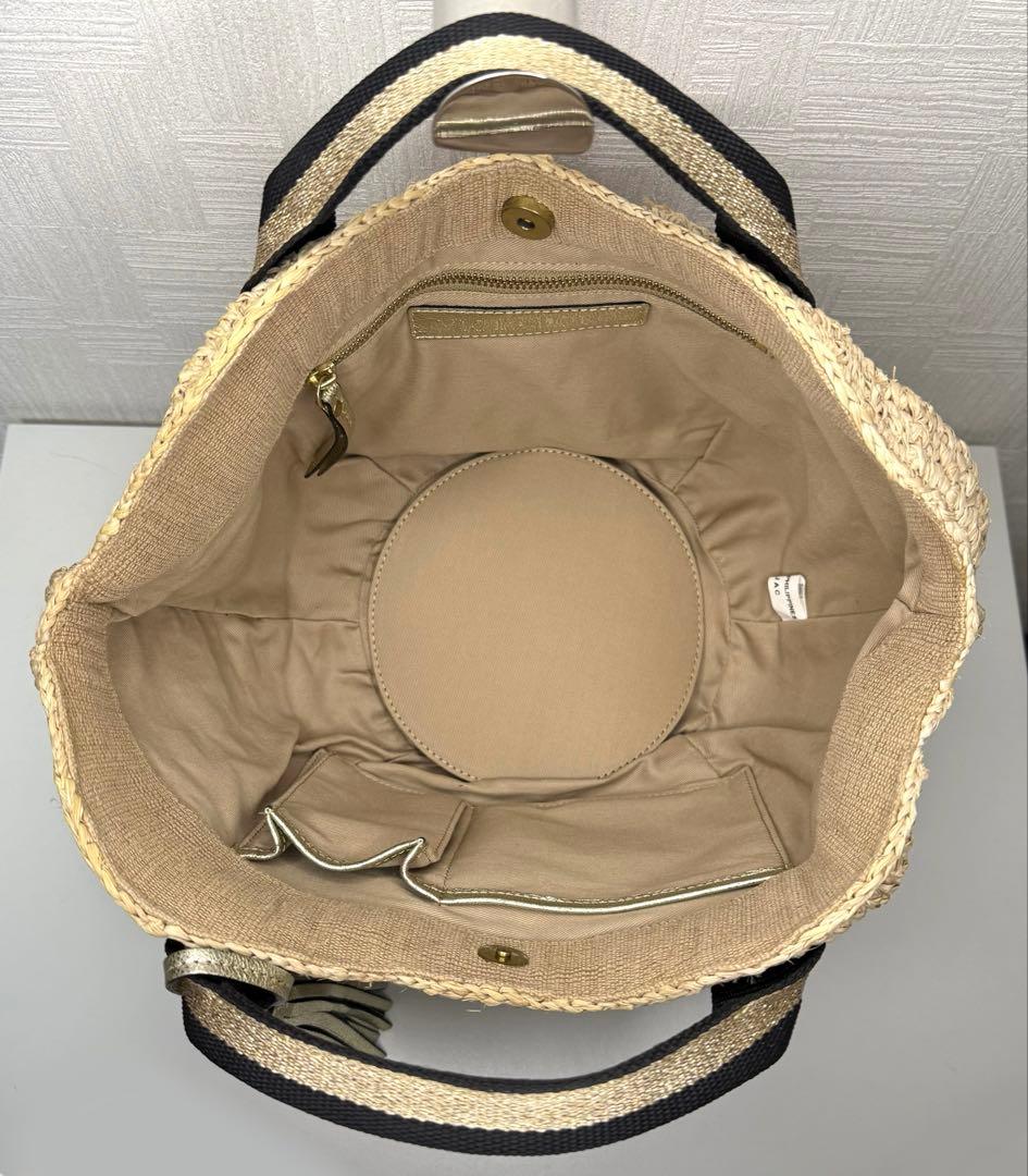 【極美品】VIOLAd'ORO ラフィア かごバッグ トートバッグ ラメハンドル