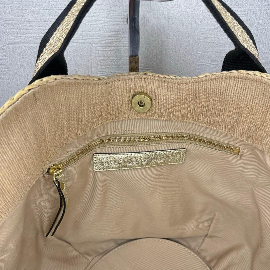 【極美品】VIOLAd'ORO ラフィア かごバッグ トートバッグ ラメハンドル