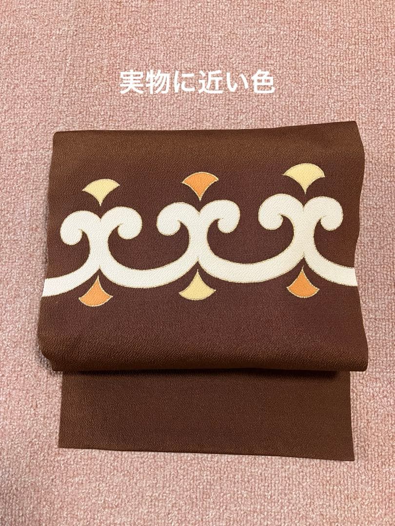 ④ 名古屋帯　ちりめん　志ま亀さん　唐草
