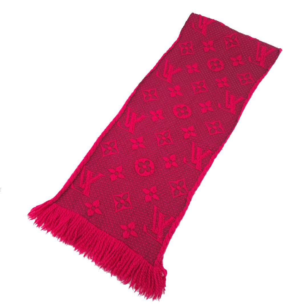 ルイヴィトン エシャルプ ロゴマニア モノグラム マフラー ストール レッド