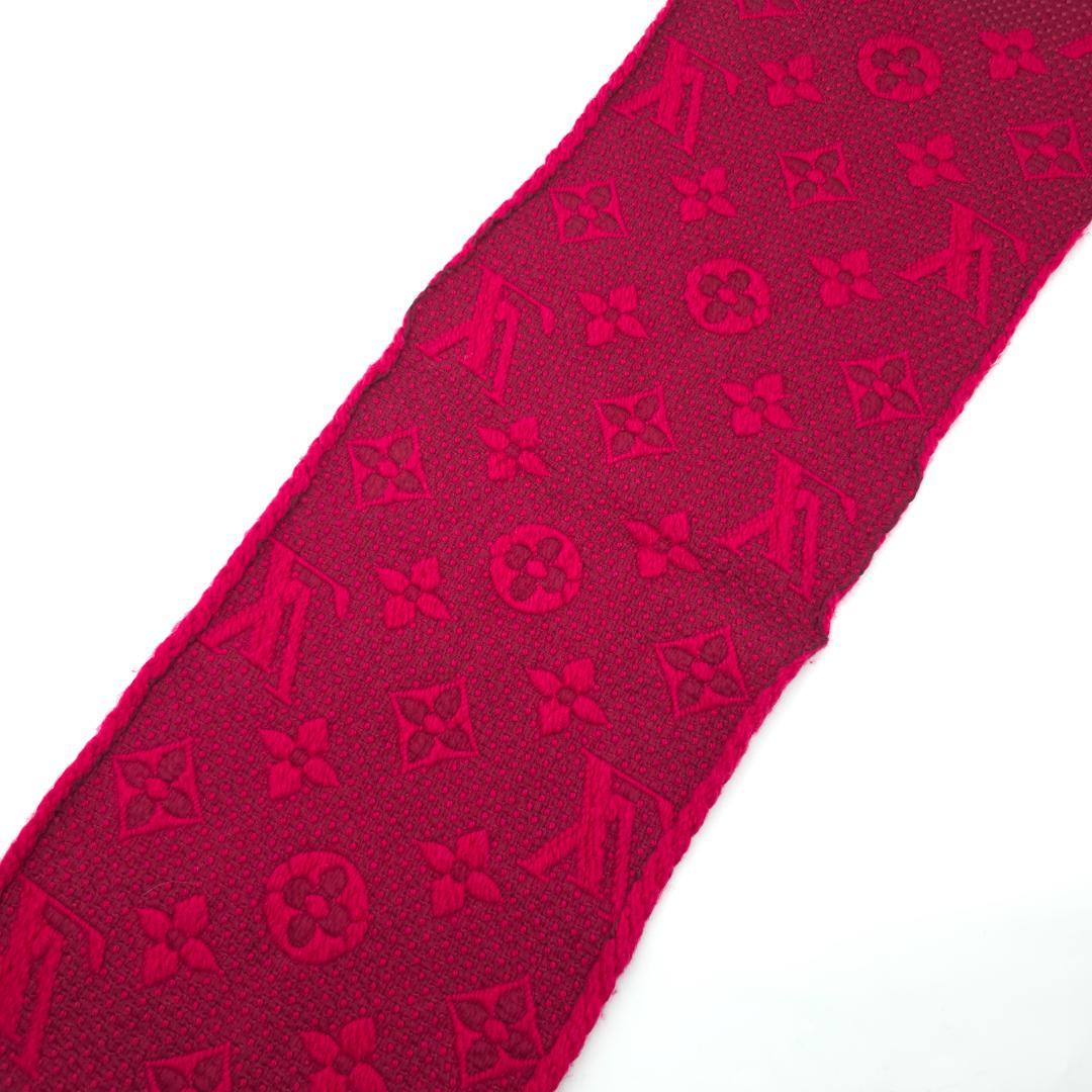 ルイヴィトン エシャルプ ロゴマニア モノグラム マフラー ストール レッド