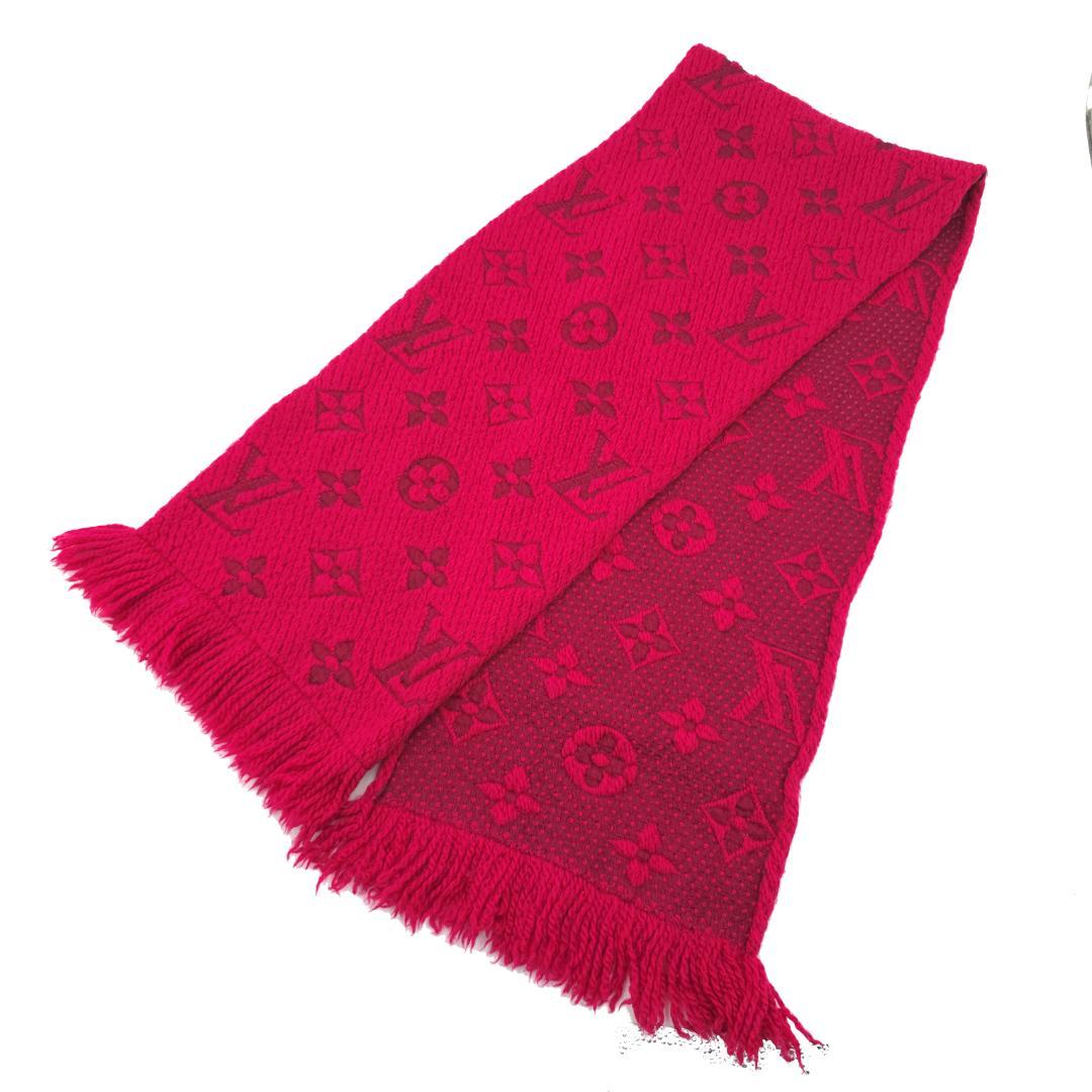 ルイヴィトン エシャルプ ロゴマニア モノグラム マフラー ストール レッド