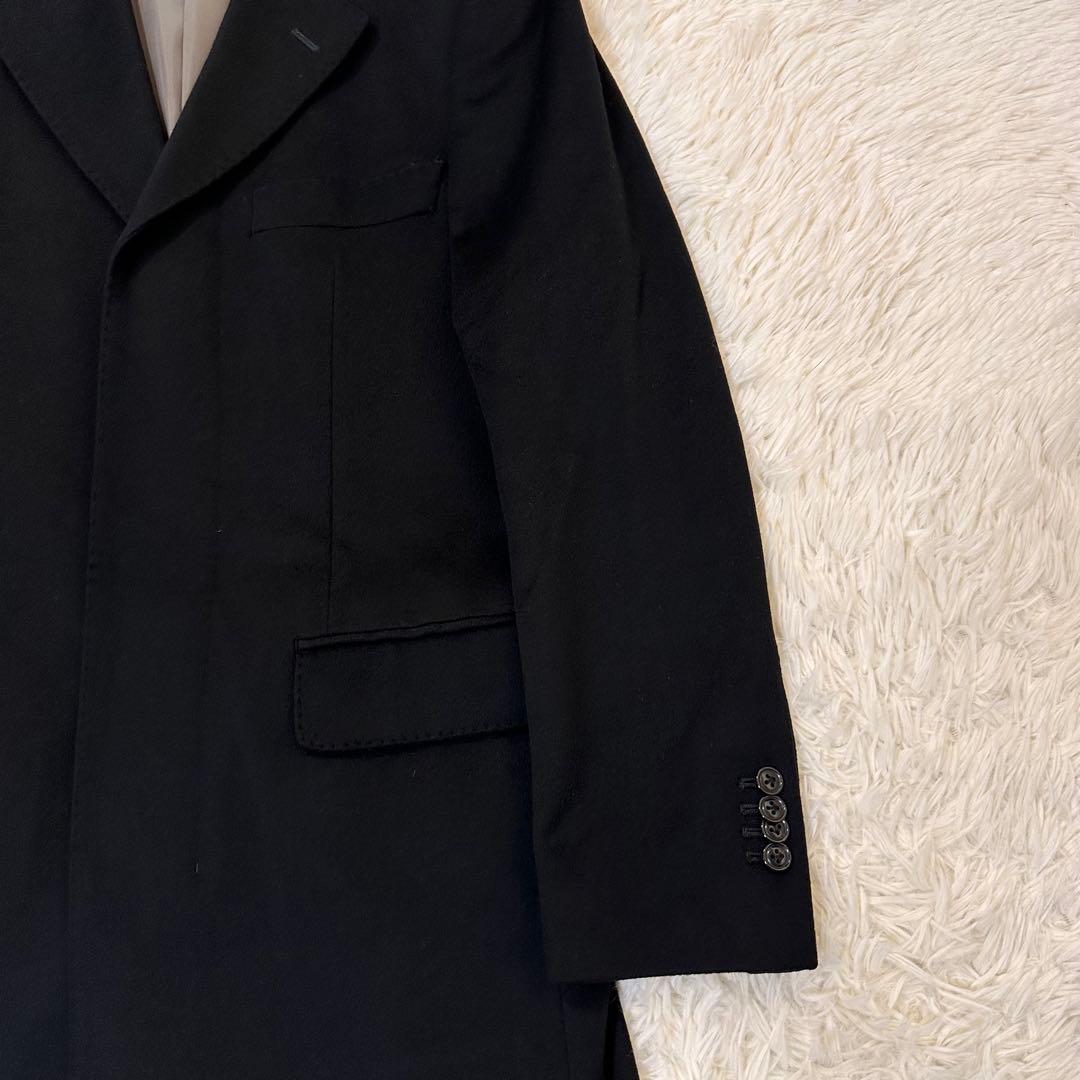 ロロピアーナ 高級イタリア生地 ウール カシミヤ混 チェスターコート ブラック