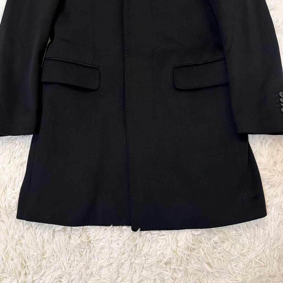 ロロピアーナ 高級イタリア生地 ウール カシミヤ混 チェスターコート ブラック