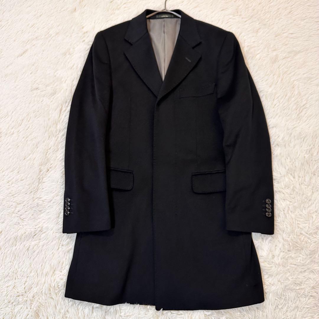 ロロピアーナ 高級イタリア生地 ウール カシミヤ混 チェスターコート ブラック