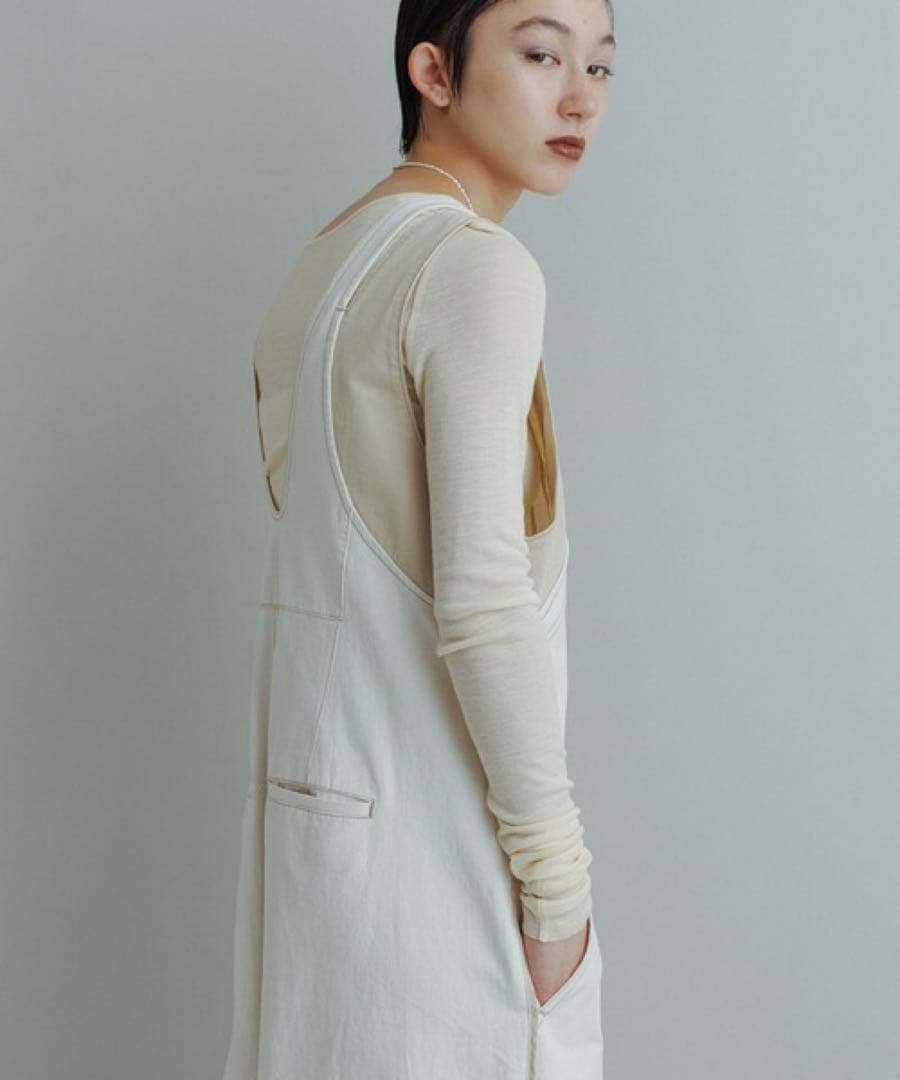 【moimoi】ホワイトコットンジッパーオーバーオール